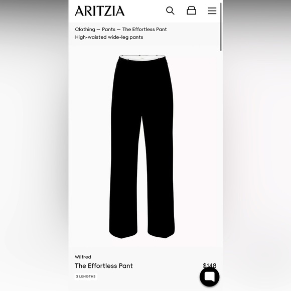 Aritzia Pants - Aritzia The Effortless Pant Black Size 4 NWT